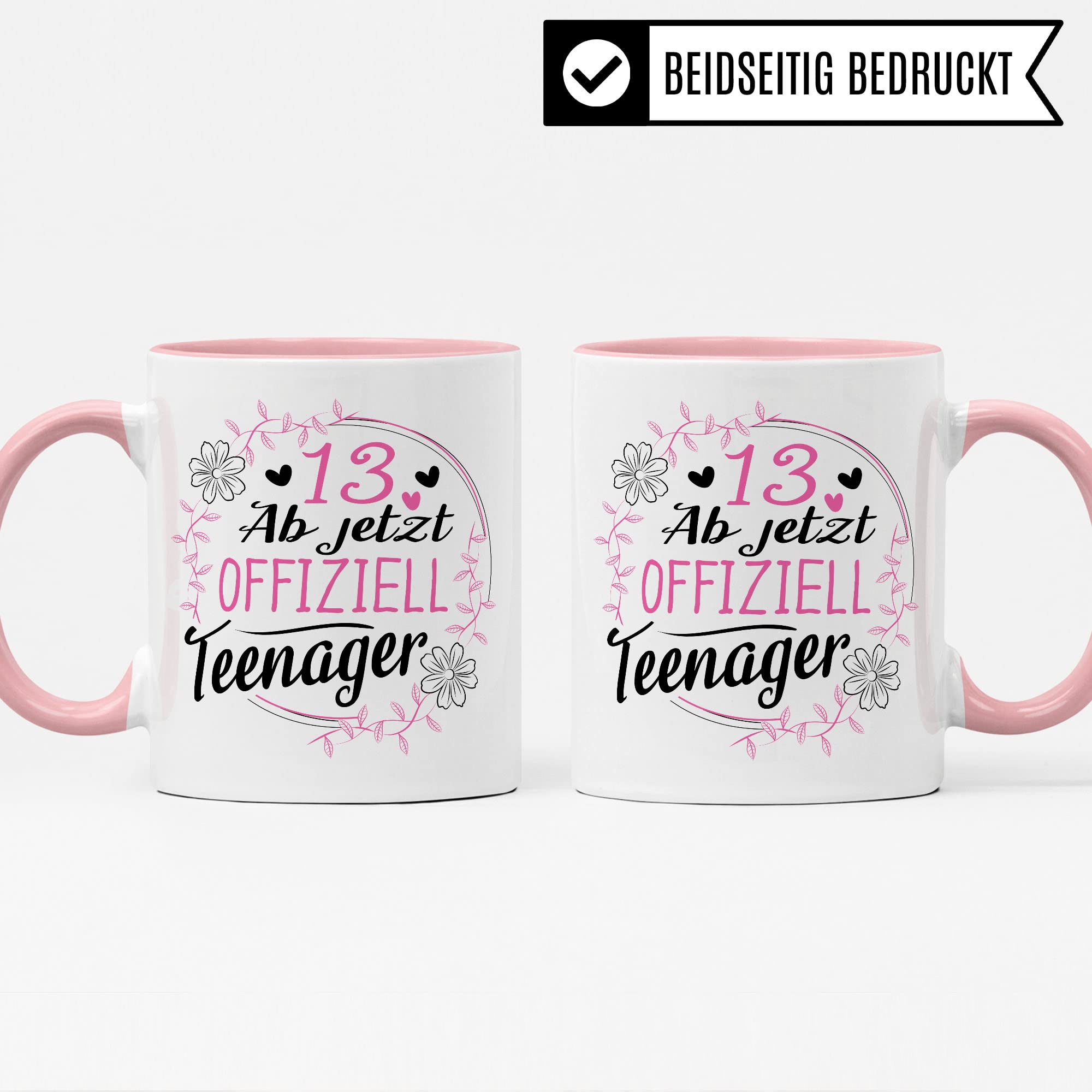 Pagma Druck Tasse „13 Official Teenager“ – Geschenk Für 13. Geburtstag Mädchen – Spülmaschinenfest, Beidseitig Bedruckt, 330 Ml