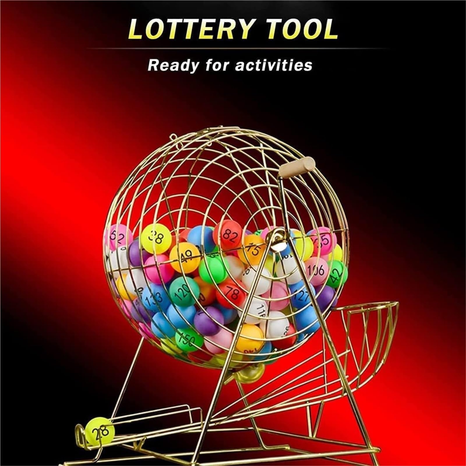Tambor de rifa de Metal con 50 Bolas, máquina de lotería y Jaula de Bingo for Juegos de Fiesta.(Noir)