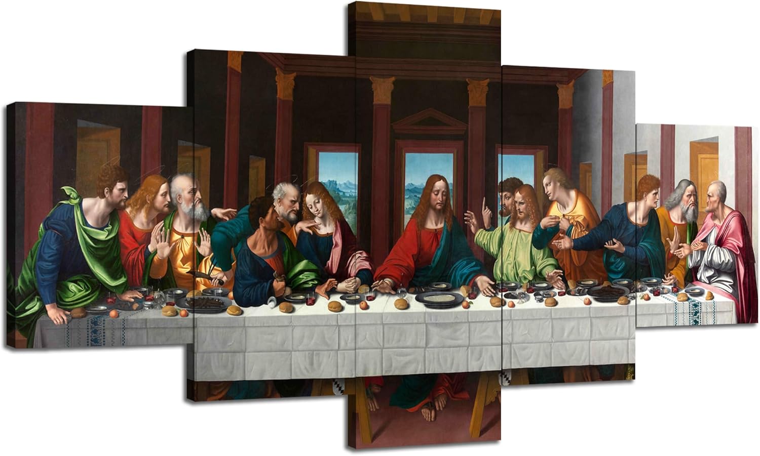 Last Supper Wall Art for Living Room Wall Decor Prints Frame Canvas Poster Christ Religious Painting Modern Artwork Jesus Christian Pictures Bedroom Decoration Ready to Hang(60''Wx32''H)