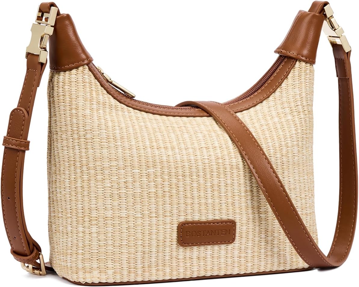 BOSTANTEN Straw Crossbody Bags for Women Raffia Clutch Shoulder Purse Handbags for Beach, Vacation, Daily Use