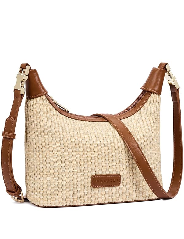 BOSTANTEN Straw Crossbody Bags for Women Raffia Clutch Shoulder Purse Handbags for Beach, Vacation, Daily Use Brown by BOSTANTEN - Used condition - US$23.99