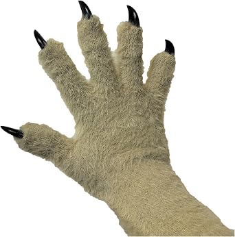 Kigurumi paws & Fursuit paws, kig Ver, Black Furry Costume Gloves with White Claws, Cosplay Paw Gloves