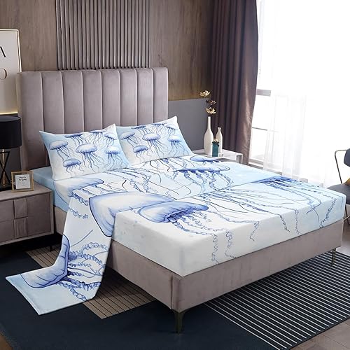 Miniatura 20 de Erosebridal Juego de sábanas de unicornio tamaño matrimonial, sábanas de cama Kawaii de dibujos animados de animales mágicos, sábana bajera Multi