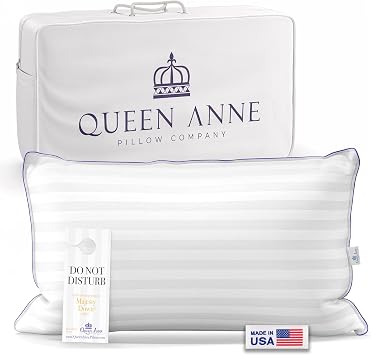 Queen Anne Hotel Pillows King Size Bed Pillow for Sleeping Luxury Down Alternative for Side & Back Sleepers, Medium Support, Cooling, Hypoallergenic, Made in USA