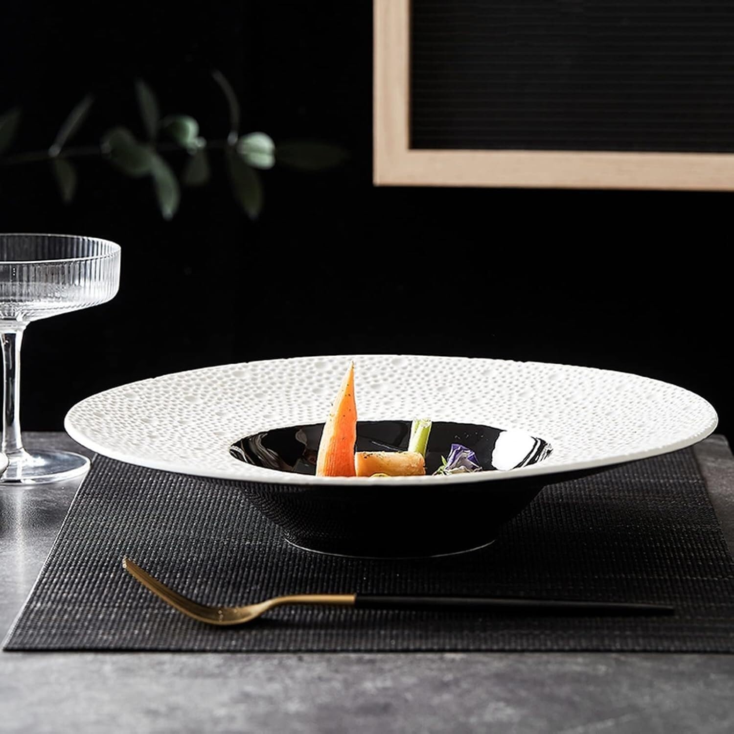Plato Llano de cerámica, Plato Redondo de 29 cm, Plato Hondo for Sopa, Ensalada, Apto for microondas, Horno y lavavajillas, for Uso en restaurantes y en el hogar, 1 Pieza(White)