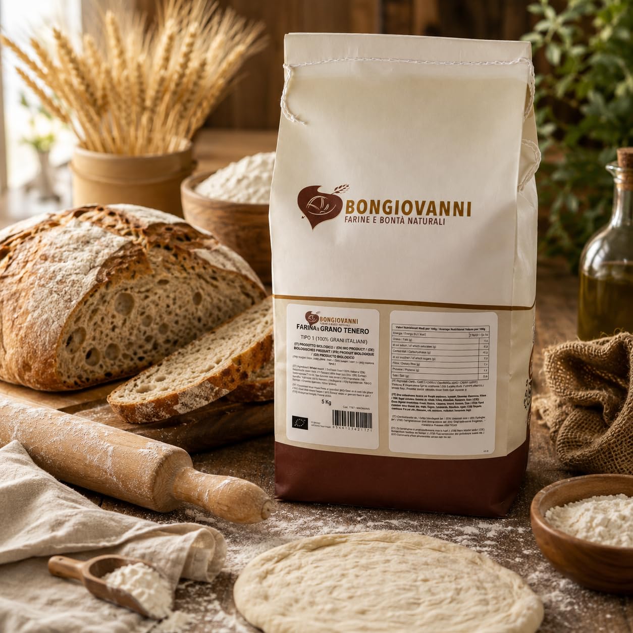 BONGIOVANNI FARINE E BONTA' NATURALI Farina Tipo 1 di Grano Tenero BIO - 5 Kg