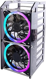 MiiElAOD Raspberry Pi 5クラスターケース 8層 金属とプラスチック 120mm RGB LEDファン RPI5に最適