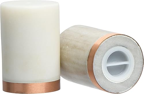 Miniatura 5 de Creative Co-Op Cocteleras redondas de mármol y cobre de sal y pimienta, color blanco y pulido