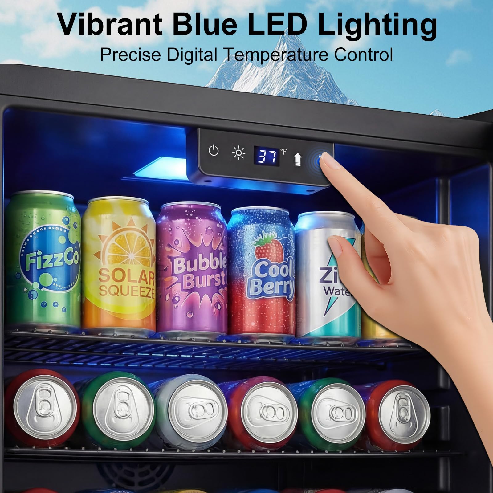 Velieta 20 Inch Beverage Refrigerator, Mini Fridge With Glass Door For Soda Beer– 130 Can Small Fridge For Home Office Bar, 3.4 Cu.Ft Drink Cooler With Reversible Door, Digital Temperature Control on Fridge.com - View 6