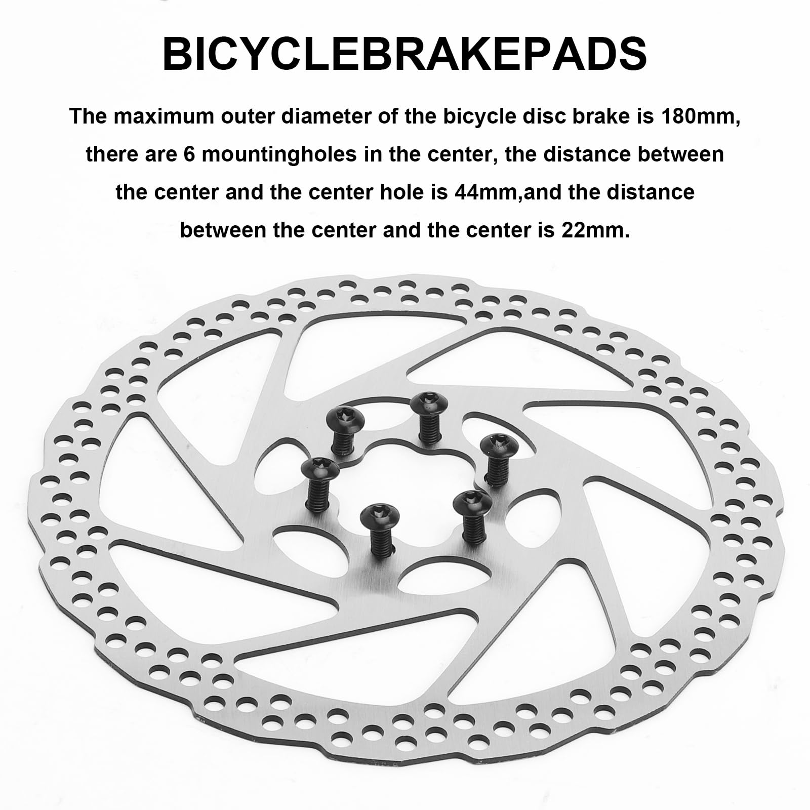 180mm Freni a Disco Bici, Disco Freno Mtb in Acciaio Inossidabile 1cr13 Freno a Disco a 6 Fori Distanza Relativa Tra i Fori 44mm Adatto per Mountain Bike e Bici da Strada
