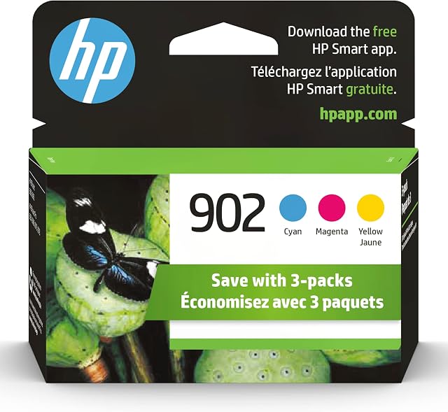 HP 902 | 3 cartouches d'encre | Cyan, Magenta, Jaune | Compatible avec les séries HP OfficeJet 6900, HP OfficeJet Pro 6900 | T6L86AN, T6L90AN, T6L94AN