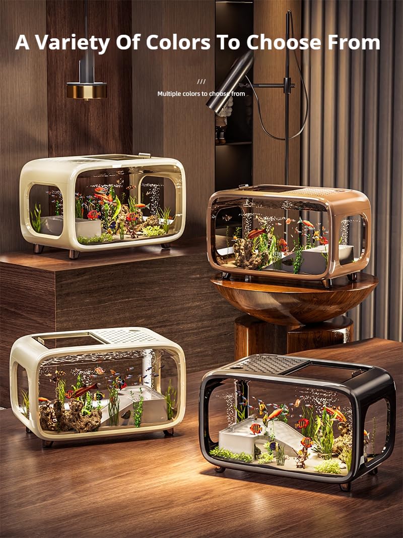 Mini akwarium do akwarium, przezroczysty akrylowy zbiornik betta z otworem do karmienia, mały nano-zbiornik na krewetki, ślimaki, żółwie i rośliny wodne (czarny)