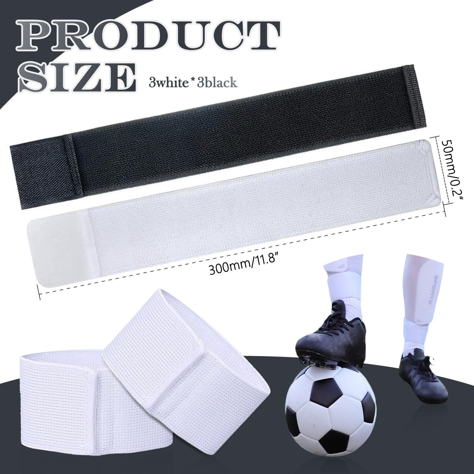6 Pezzi Fascia per Parastinchi da Calcio Regolabile Traspirante Nastro Fascette Elastiche Portaparastinchi Nere Bianche Elasticità Shin Guard Holder per Adulto Uomo Donna e Bambino