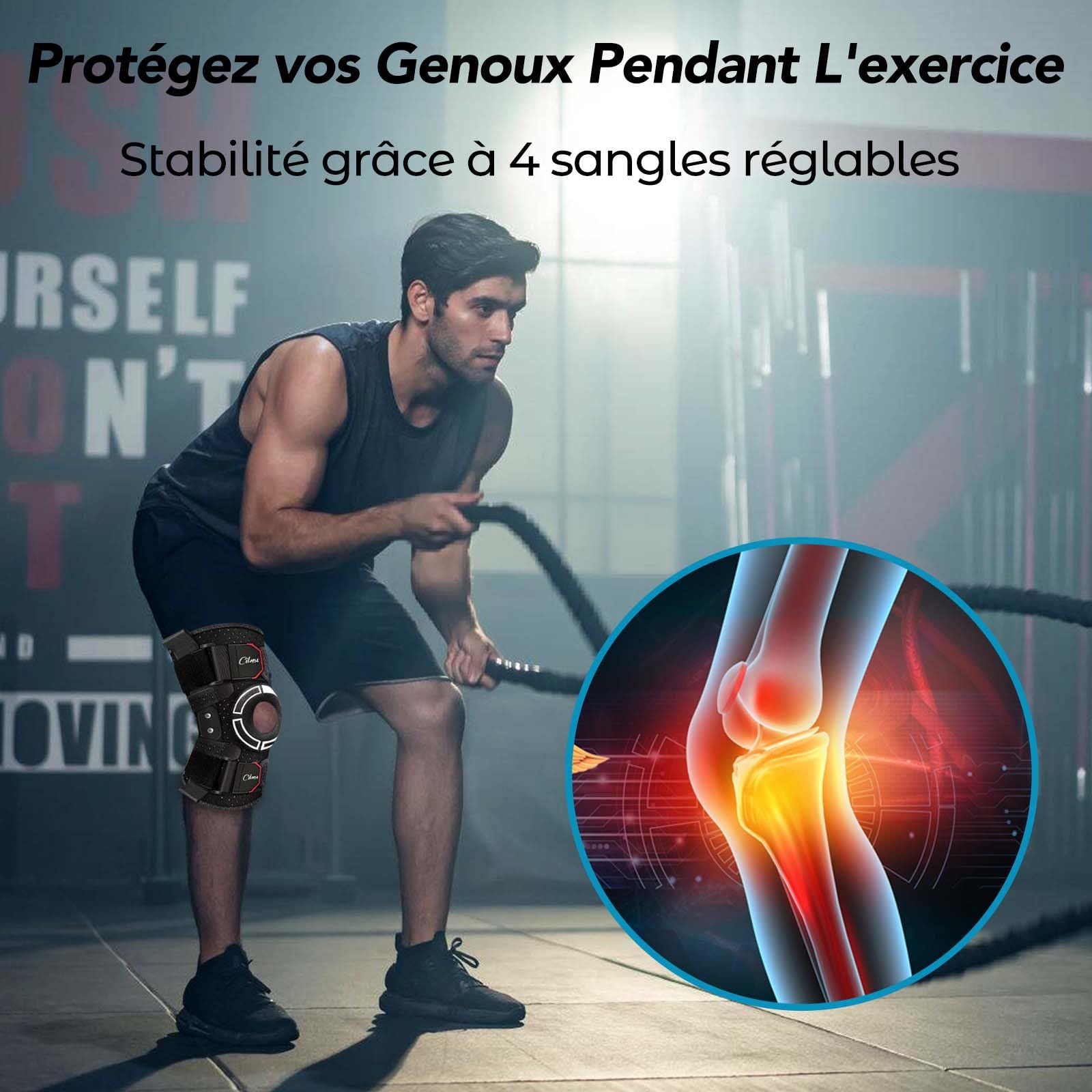 Attelle Genou, Genouillere Arthrose Genou avec Stabilisateurs Latéraux Amovibles, Genouillère pour Soulagement de Douleur, Arthrite - Homme et Femme (M/L/XL)