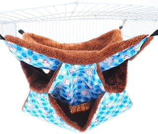 BaoFufc Hamaca colgante para mascotas pequeñas, cama de felpa de 3 capas, accesorios para hámster, hurón, chinchilla, hamacas y camas de animales pequeños, escondite para jaula, color azul