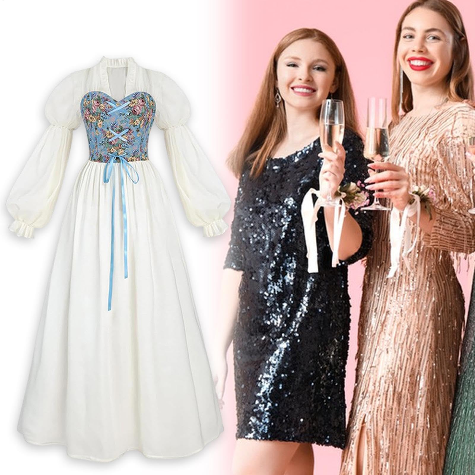 Costume rinascimentale da donna con scollo a U