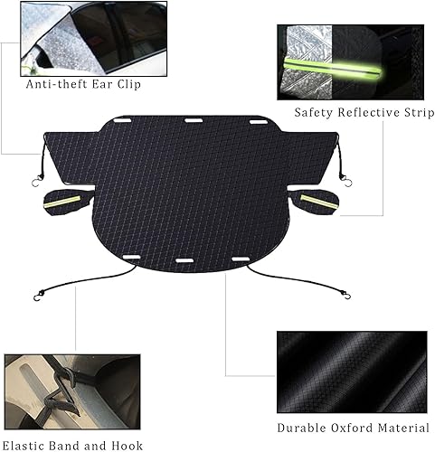 Miniatura 7 de Smeyta Cubierta de nieve para parabrisas de automóvil, cubierta de nieve para parabrisas, cubierta de nieve con ventana lateral y protector de