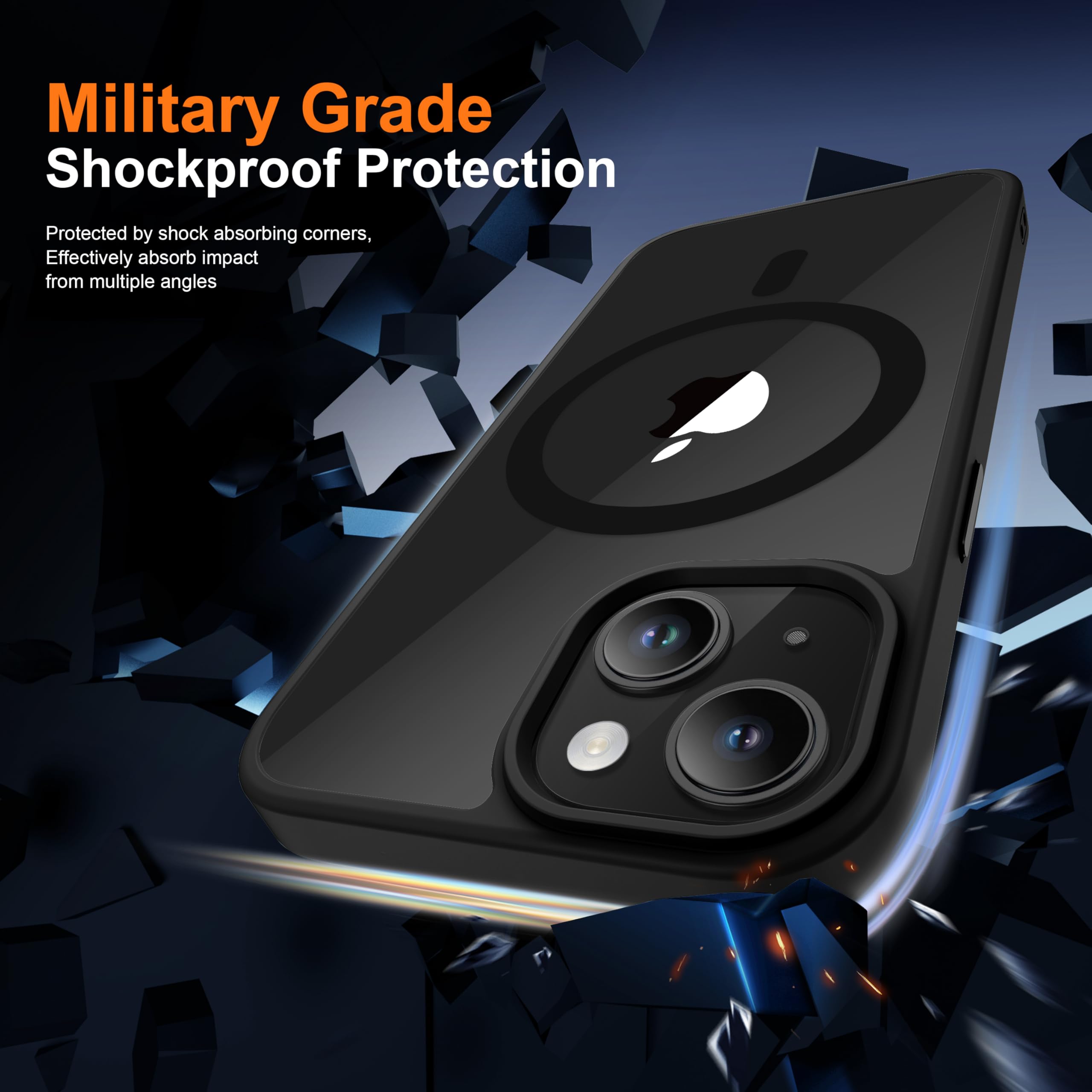 Custodia Magnetica Per IPhone 15 Con 2 Pellicole Vetro Temperato - Compatibile MagSafe, Antiurto, Nero - Foto 4