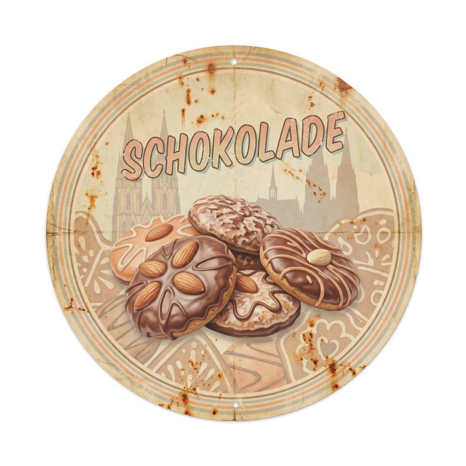 German Confectionery Cocoa Beans Patisserie Retro Diner Metal Tin Sign
