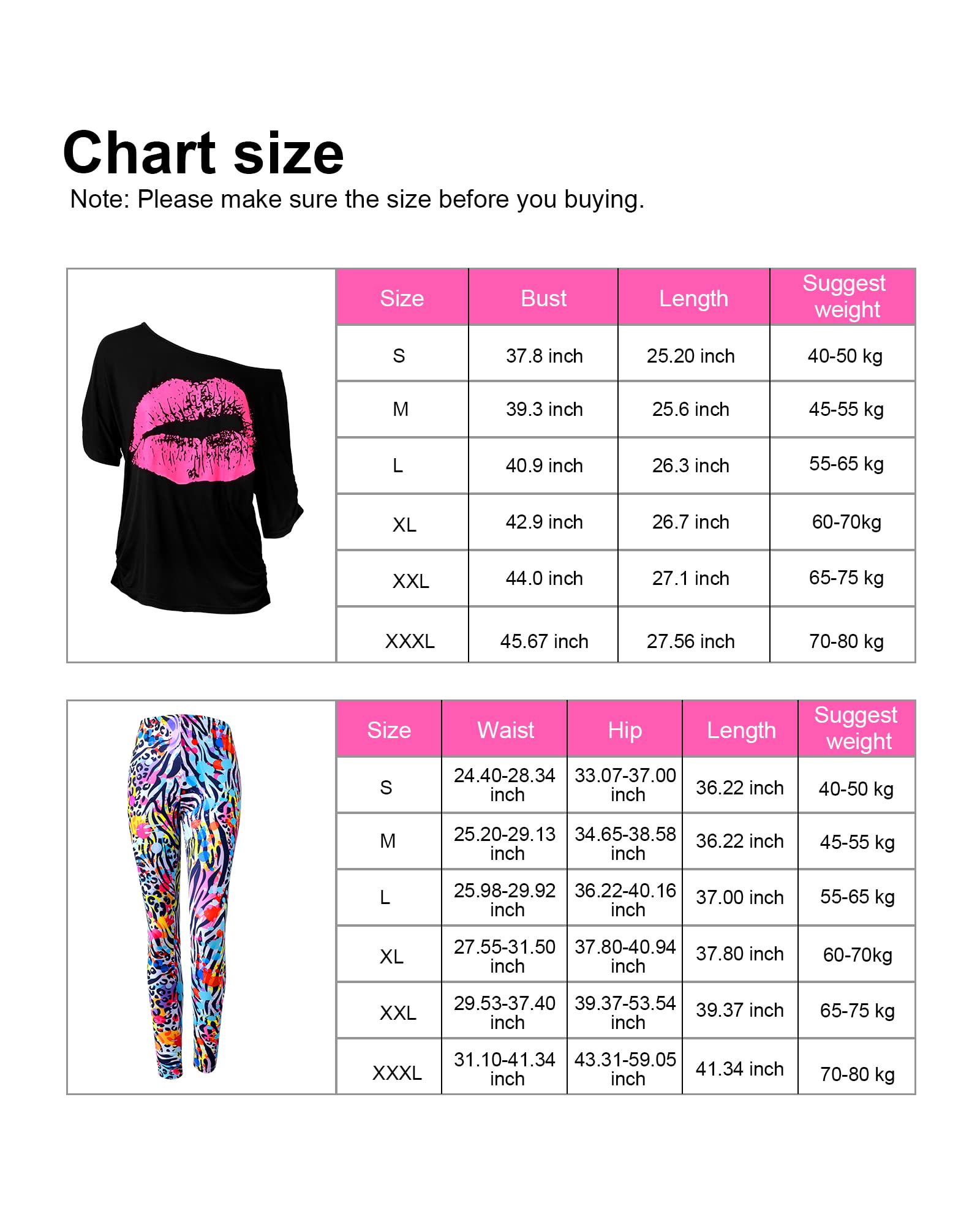 Blulu Juego de Disfraz de Mujeres de los Años 1980, T-Shirt, Pantalones Legging Pendientes Collar Guantes Pulsera