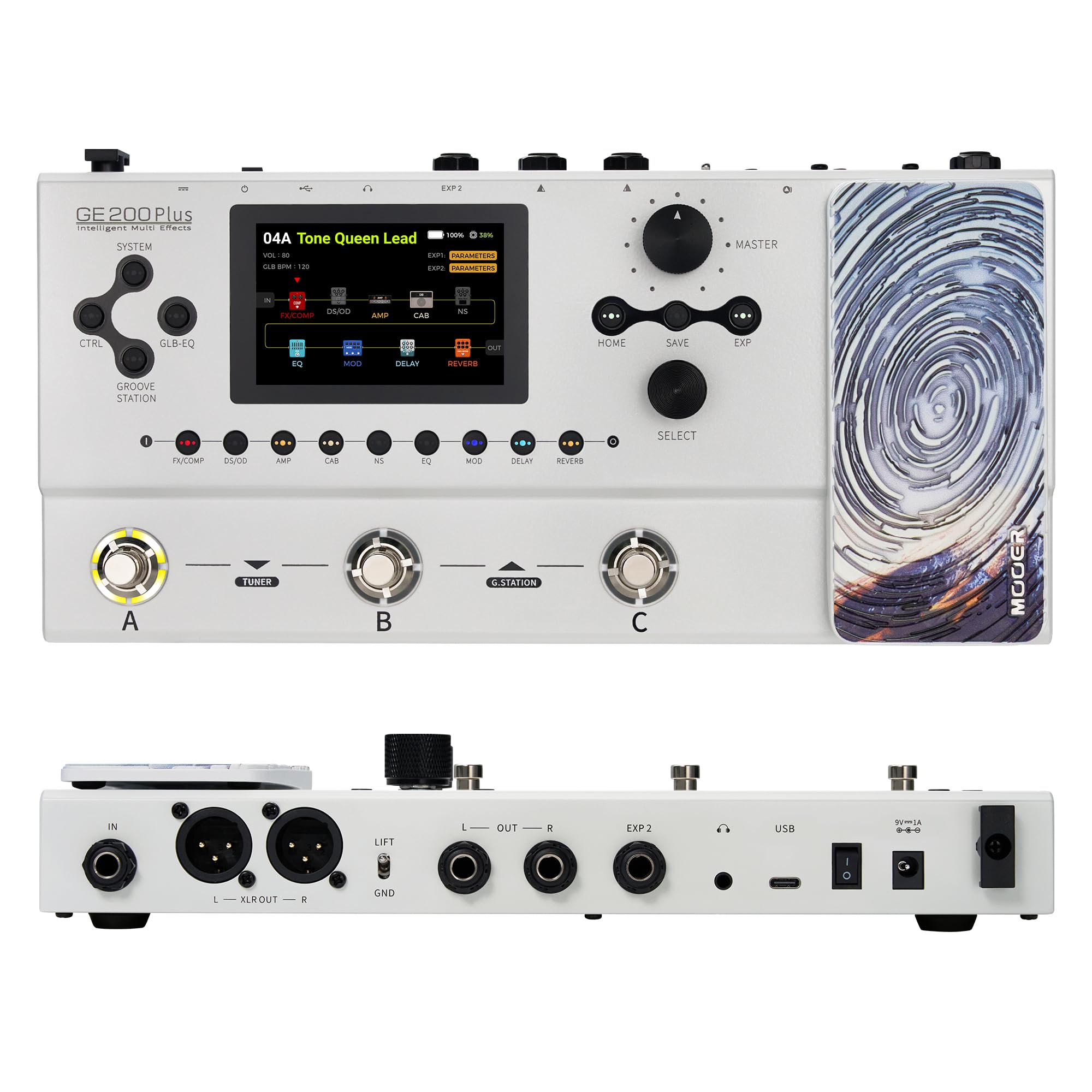 MOOER GE200 Plus Intelligent Guitar Multi Effects Pedal XLR Balanced
