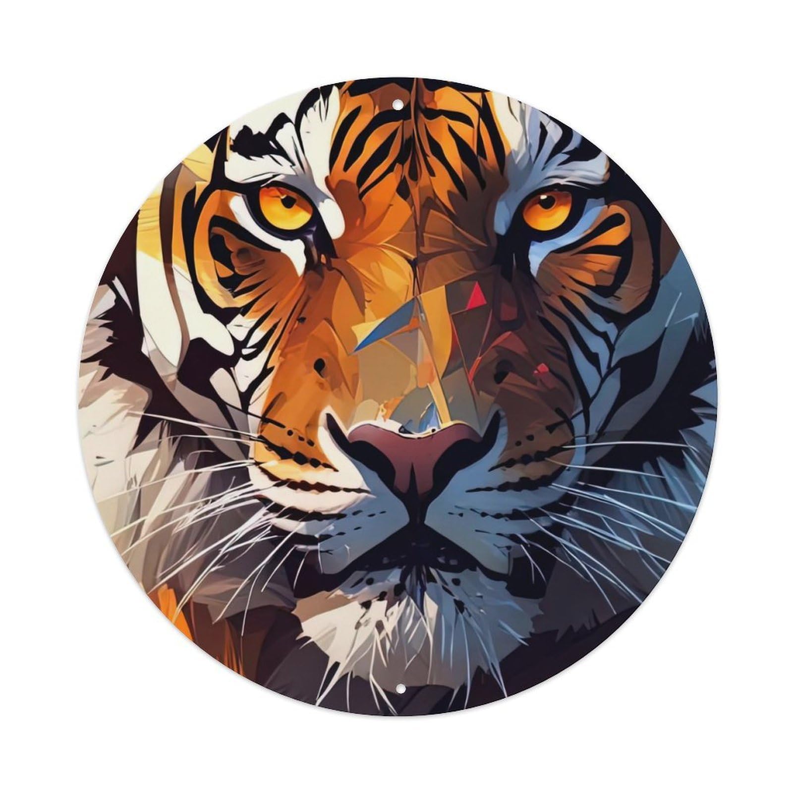 Cwbufd Vintage Style Animal Tiger Geometric Low Poly Vintage Metal Tin Sign Plaque Wall Decor For Cafe, Club Bar, Office, Garden Metal Poster 8X8inch