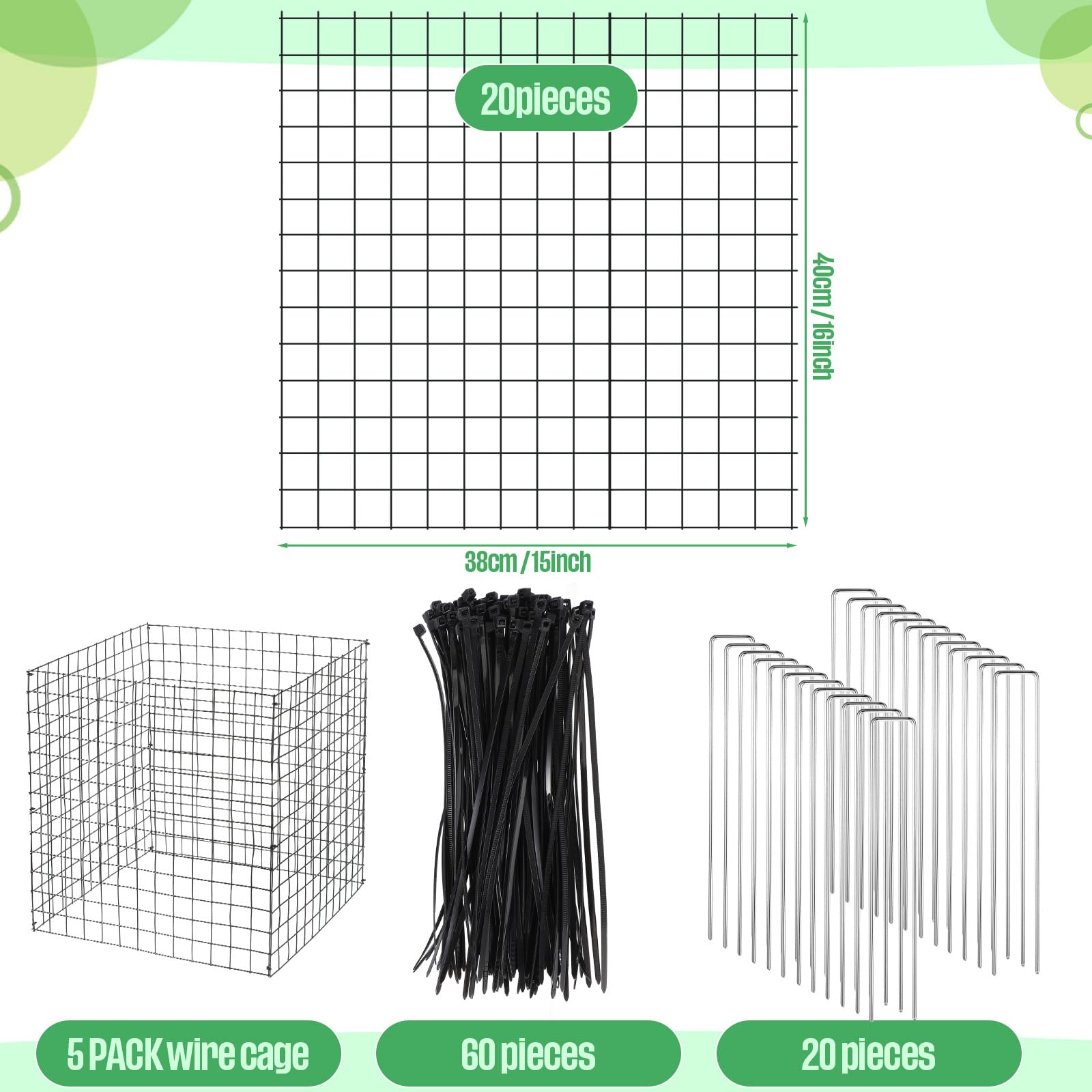 4 Protezioni Quadrate Per Piante Da Animali: 30,5x30,5 Cm, Gabbie In Metallo Con Maglia Fine 1,5 Cm, Per Proteggere Verdure E Fiori Da Conigli, Polli E Scoiattoli, Colore Nero