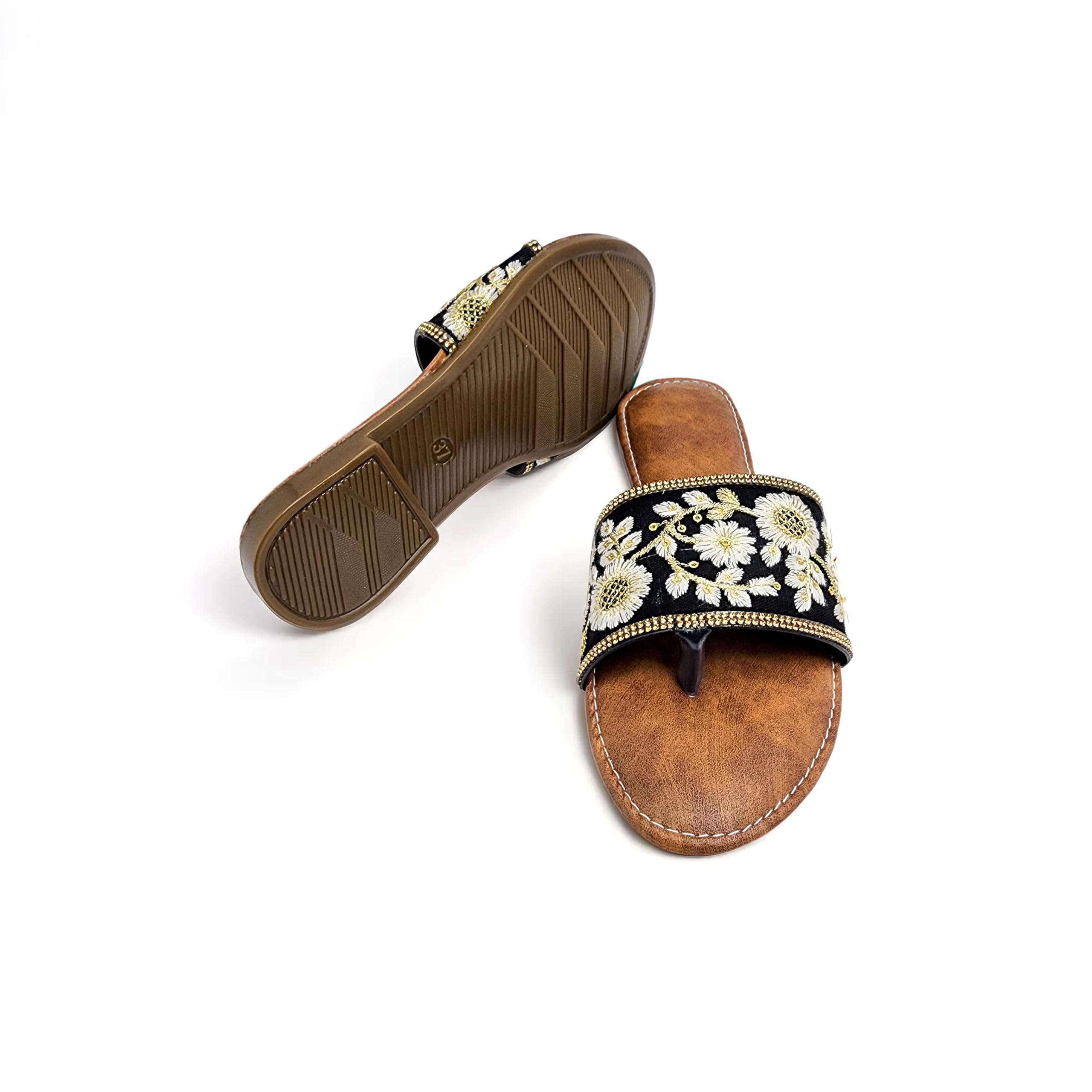 Shoebration Women Embroidered Ethnic Flat Sandals For Women (B0D77QGV72) Amazon Price History, Amazon Price Tracker
