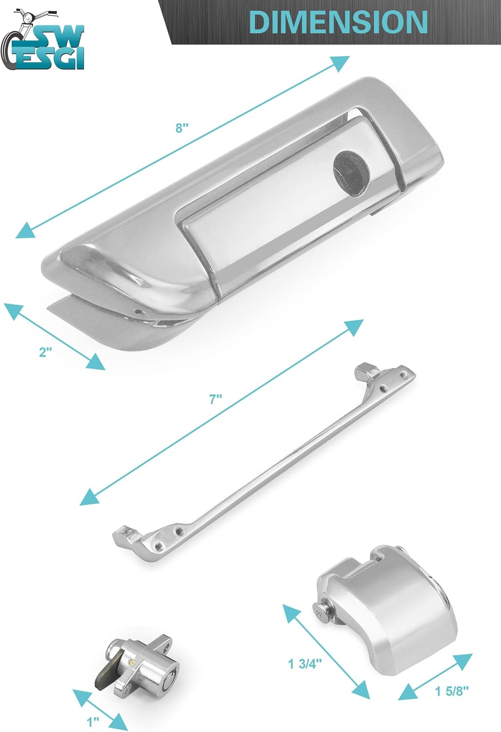 Tour Trunk Latches Tour Trunk Lid Latch with Keys Fit for Harley Touring Road King Road Glide Street Glide Electra Glide Ultra-Classic 2014-2025,Chrome