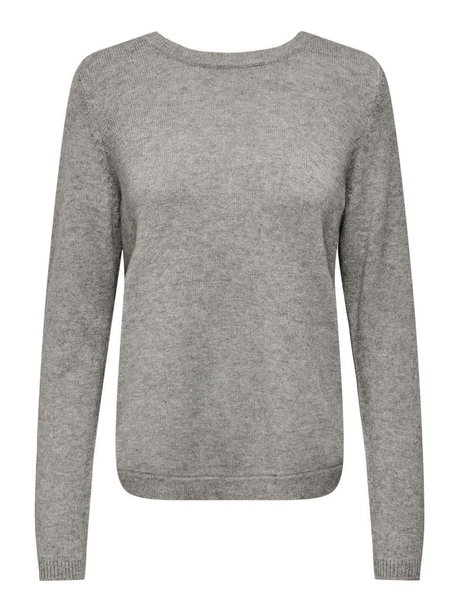 ONLY Women's Onlleva L/S Back Detail Pullover Ex KNT Sweater, Medium Grey Melange, XS