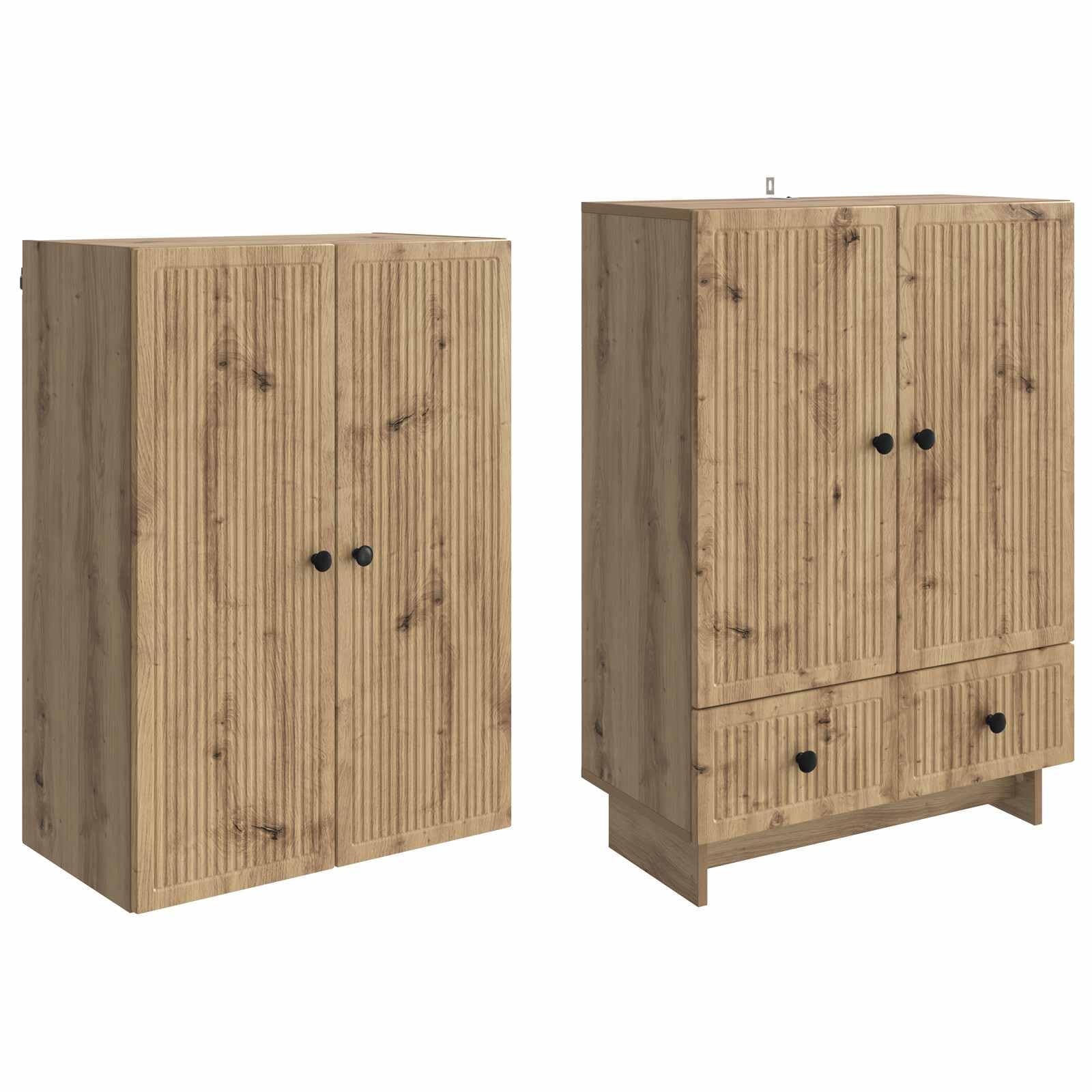 Zestaw szafek 2 szt. dąb Artisan materiał drewnopochodny z regulowanymi