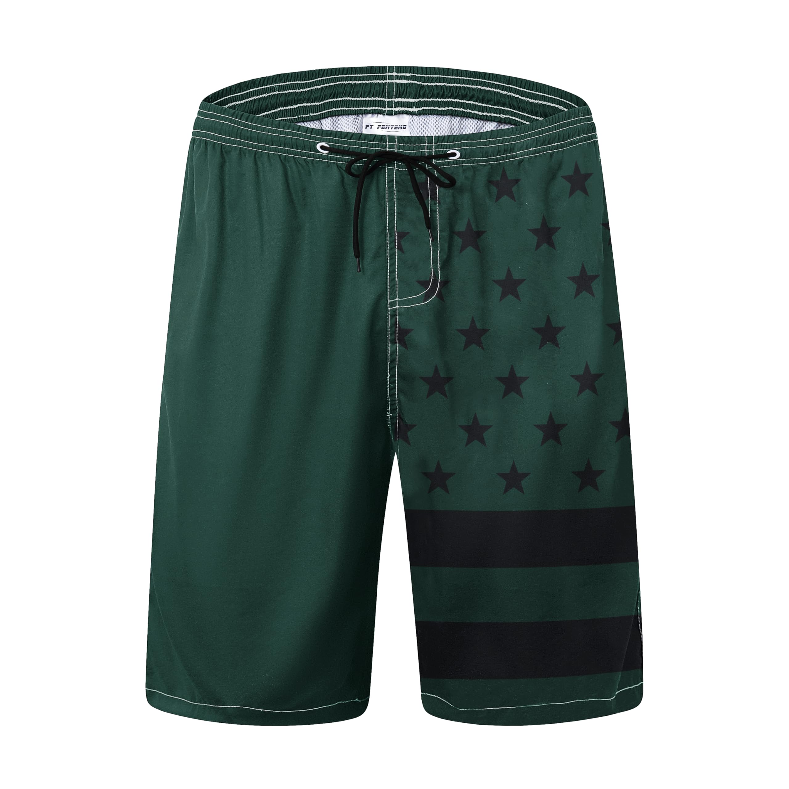FT FENTENG Mens Swim Trunks Quick Dry Board Shorts with Mesh Lining, Breathable Surf Beach Shorts Swimwear Bathing Suits