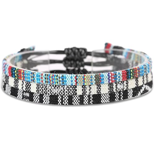 Mens Bracelet set Handmade Adjustable Size Easy to Wear Waterproof Bracelets Suitable for Surfer Suitable for Men as Gift (3PCS)