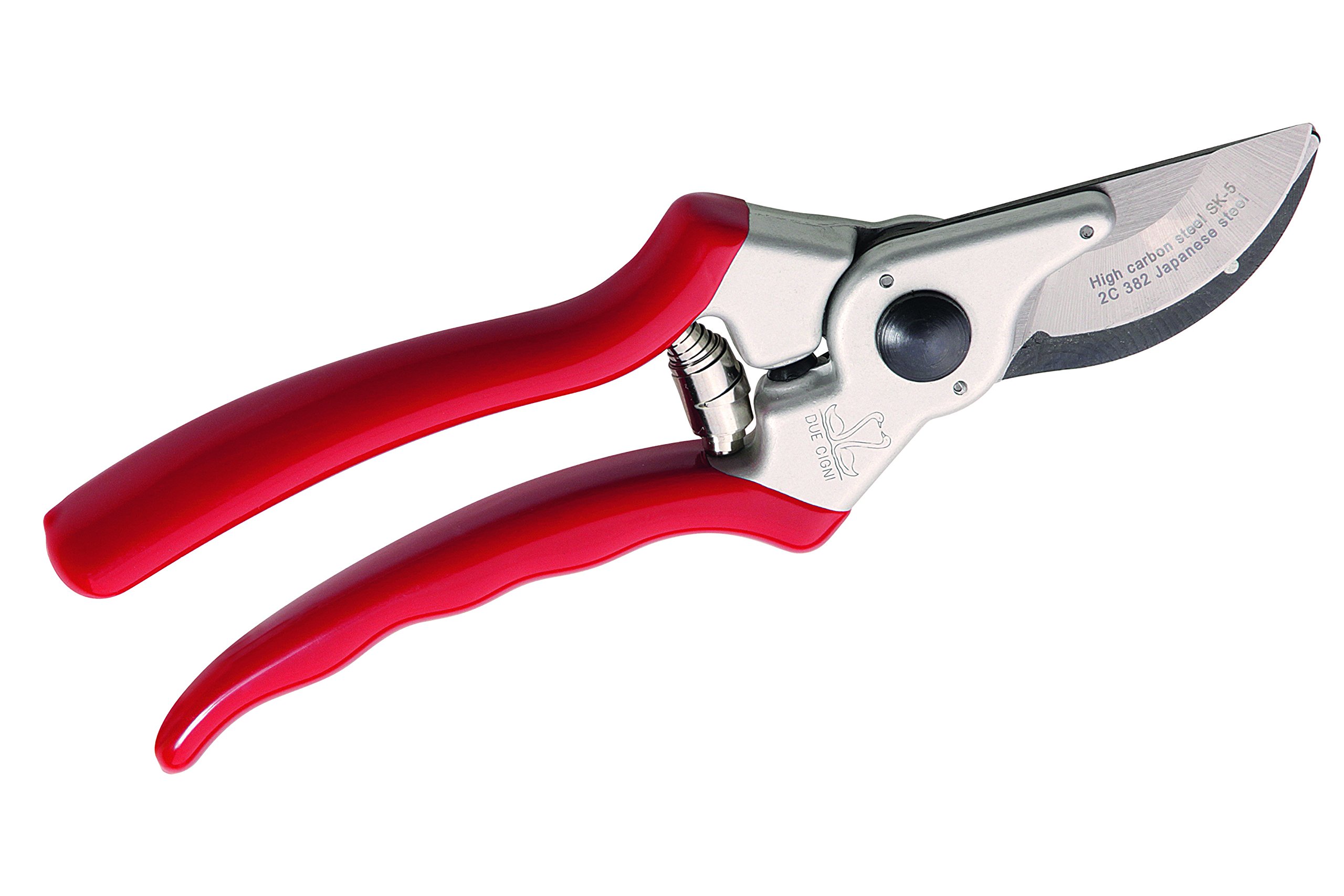 DUE CIGNI Sécateur de Jardin en Acier au Carbone SK-5 avec poignée en Aluminium et revêtement en Plastique