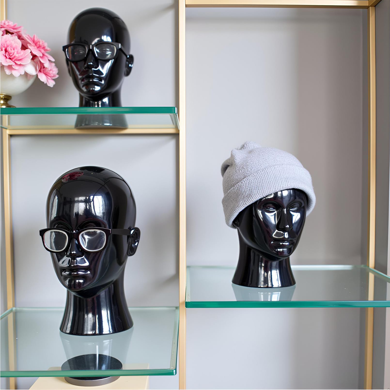 Mannequin-Kopf, männlich – Professioneller Kosmetik-Übungskopf für die Präsentation von Headsets, Kopfhörern, Spielkonsolen, Hüten, Perücken und Schmuck（L20-LH）