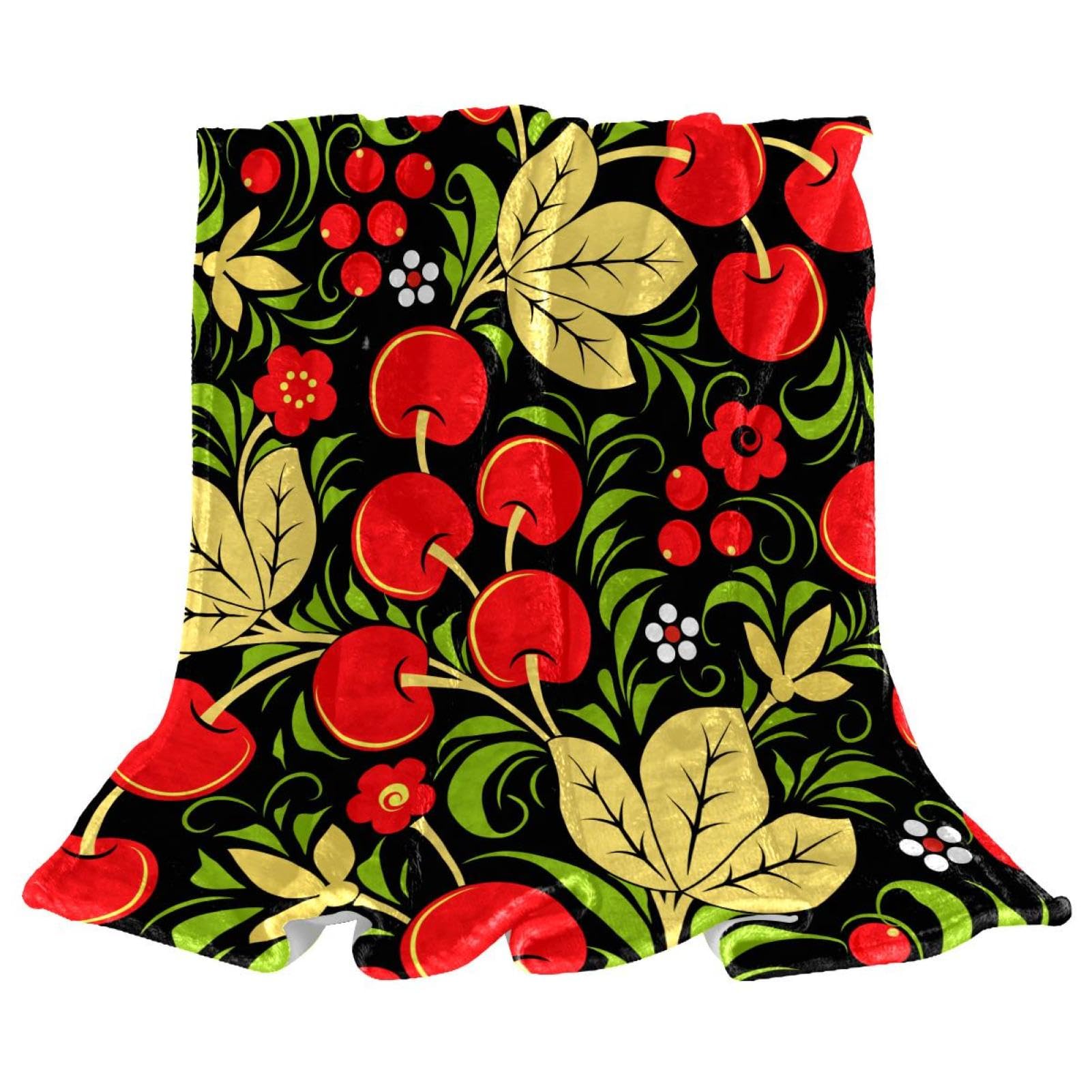 Couverture Polaire Fruits Rouges Plaid Anti-Frissons Doux pour Canapé