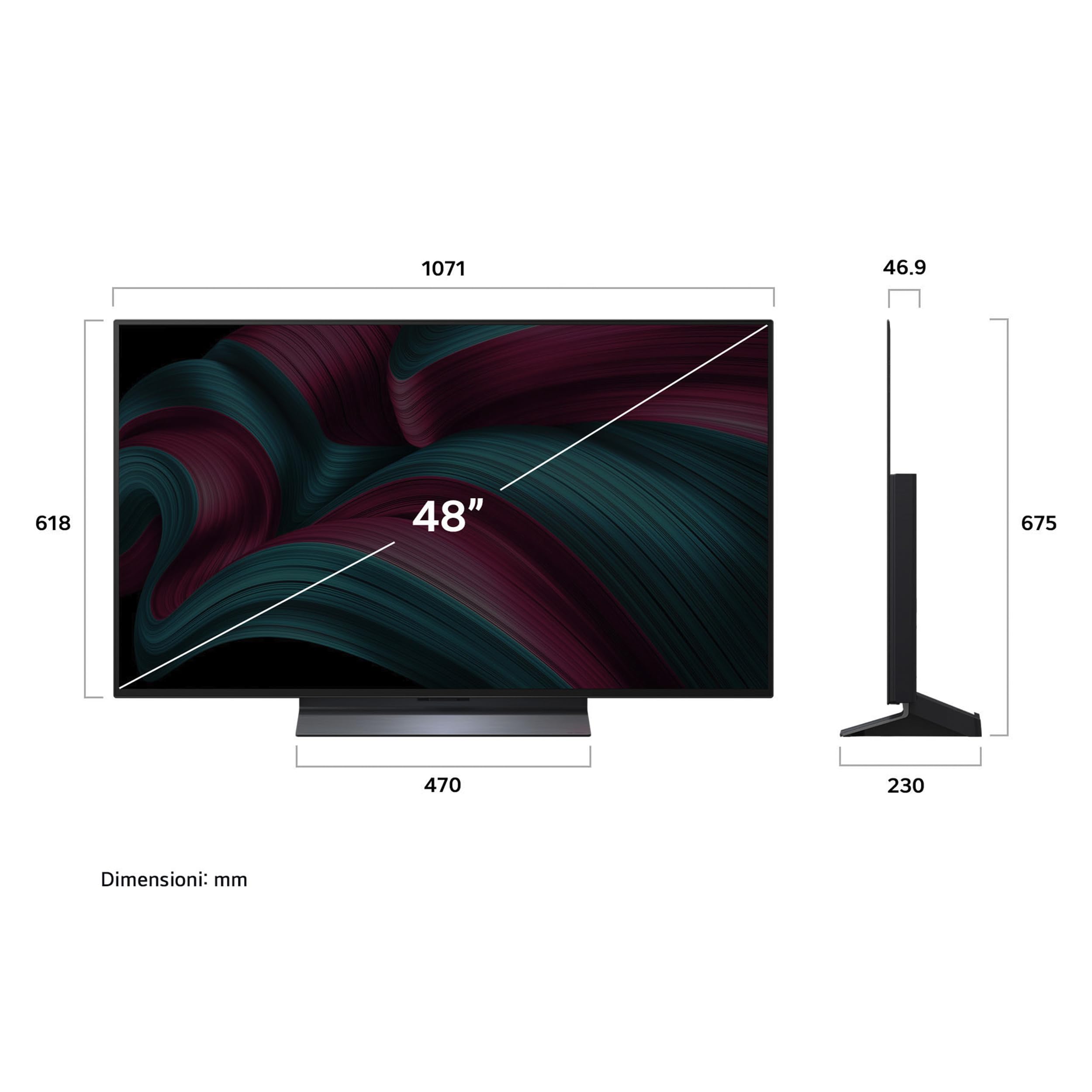 LG OLED evo C5 Smart TV 48 pollici 4K Processore α9 Gen8 webOS Dolby Vision Atmos VRR GSYNC 4K@144Hz HDMI 2.1 OLED48C56LB