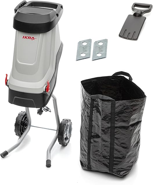 IKRA IKRA Elektro Gartenhäcksler Messerhäcksler IMH 2800, Fangsack 45l, 2.800W, inkl. 2 Ersatz-Wendemesser — Häcksler