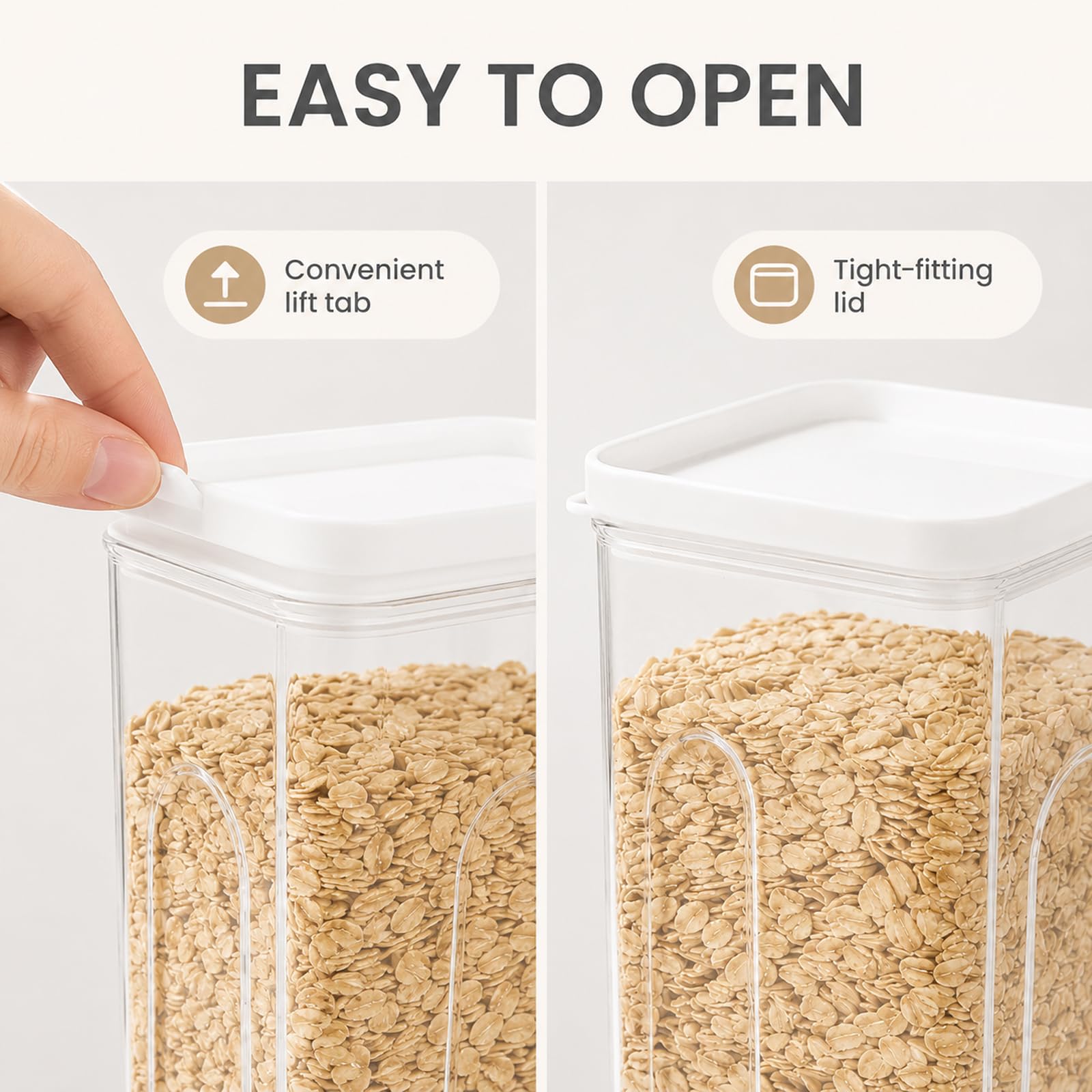 Barattolo Alimentare in Plastica con Coperchio (1500ml), Contenitore Ermetico per Alimenti, per Conservare Cereali, Farina, Chicchi di Caffè e Pasta
