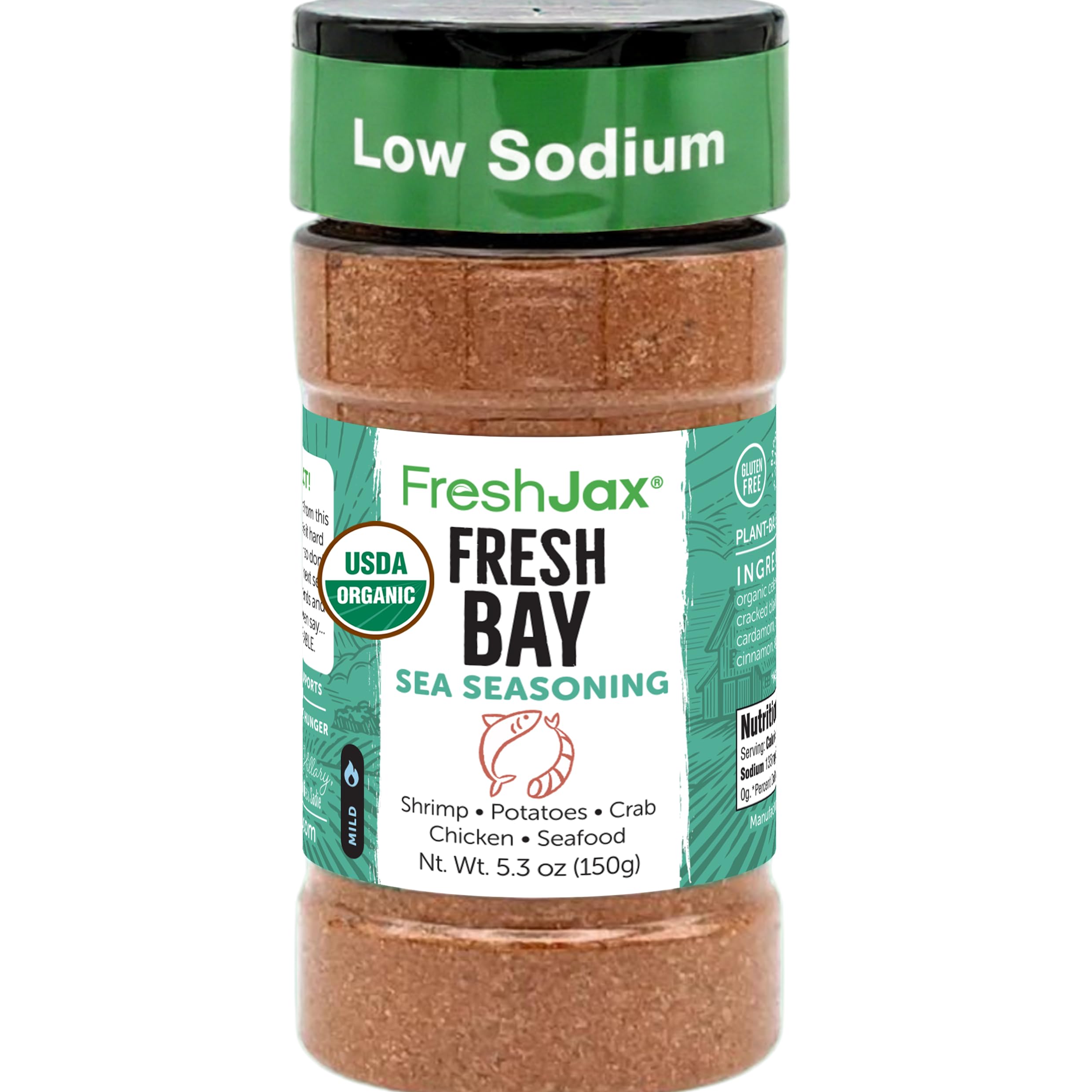 Fresh Bay Seafood Seasoning, Savory Spice Blend 5.3 oz | All-Purpose Mix for Fish, Shrimp, Crab, Seafood Boil, Chicken, Vegetables, Soups, Cooking | Kitchen Staple - Made in USA