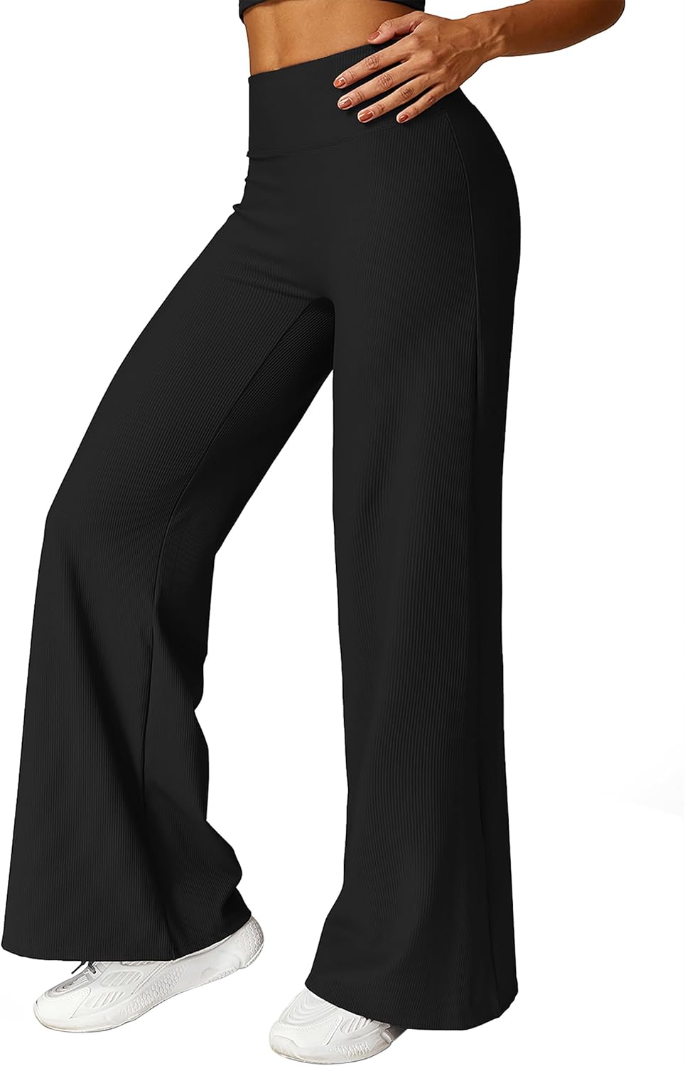 MOOSLOVER Women's High Waisted Wide Leg Yoga Pants, Comfy Stretchy Loose Pants, Black, S, M, L, XL - Image 2