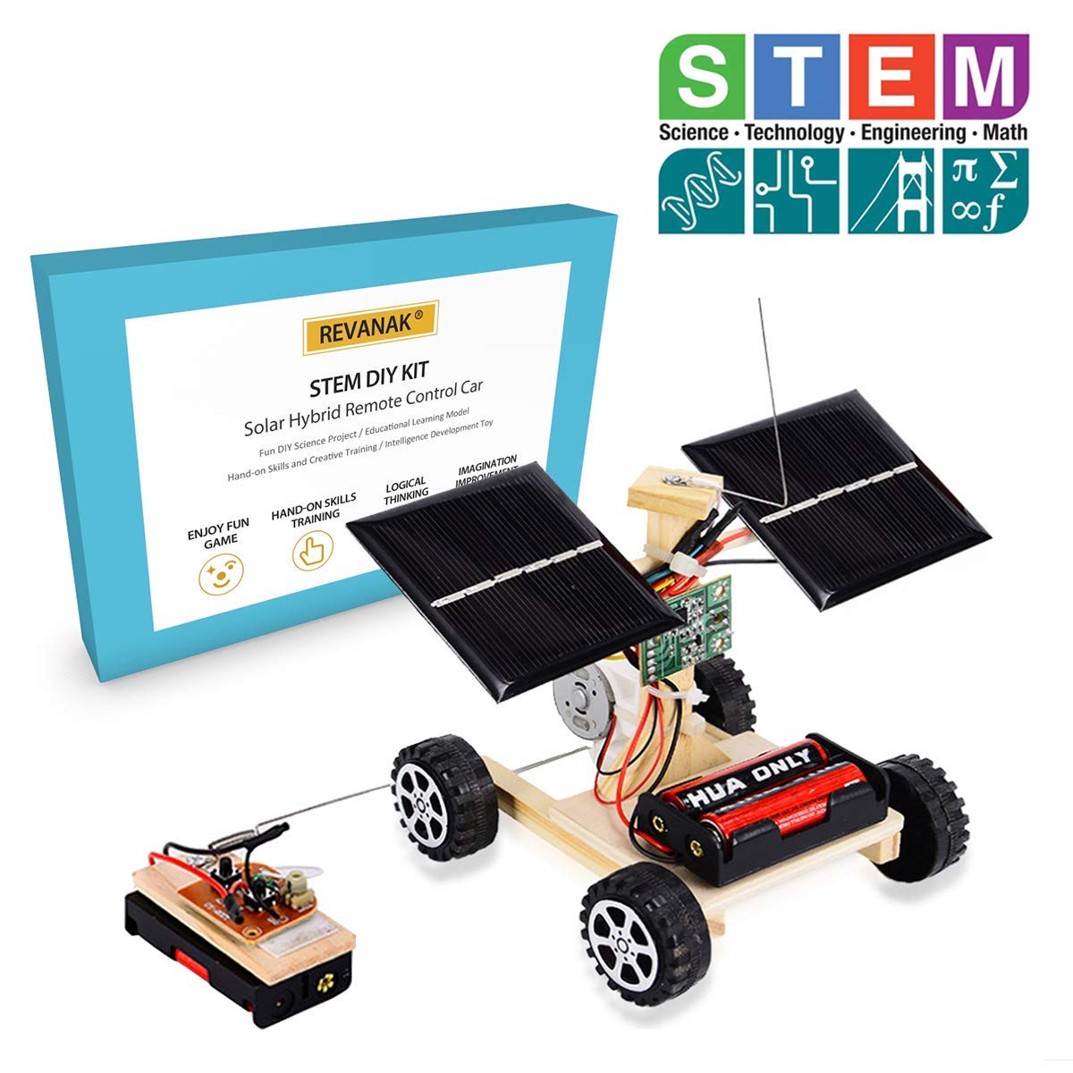 Buy Revanak STEM Building Kit Toys Wooden Solar and Wireless Remote Control Car Hybird Power