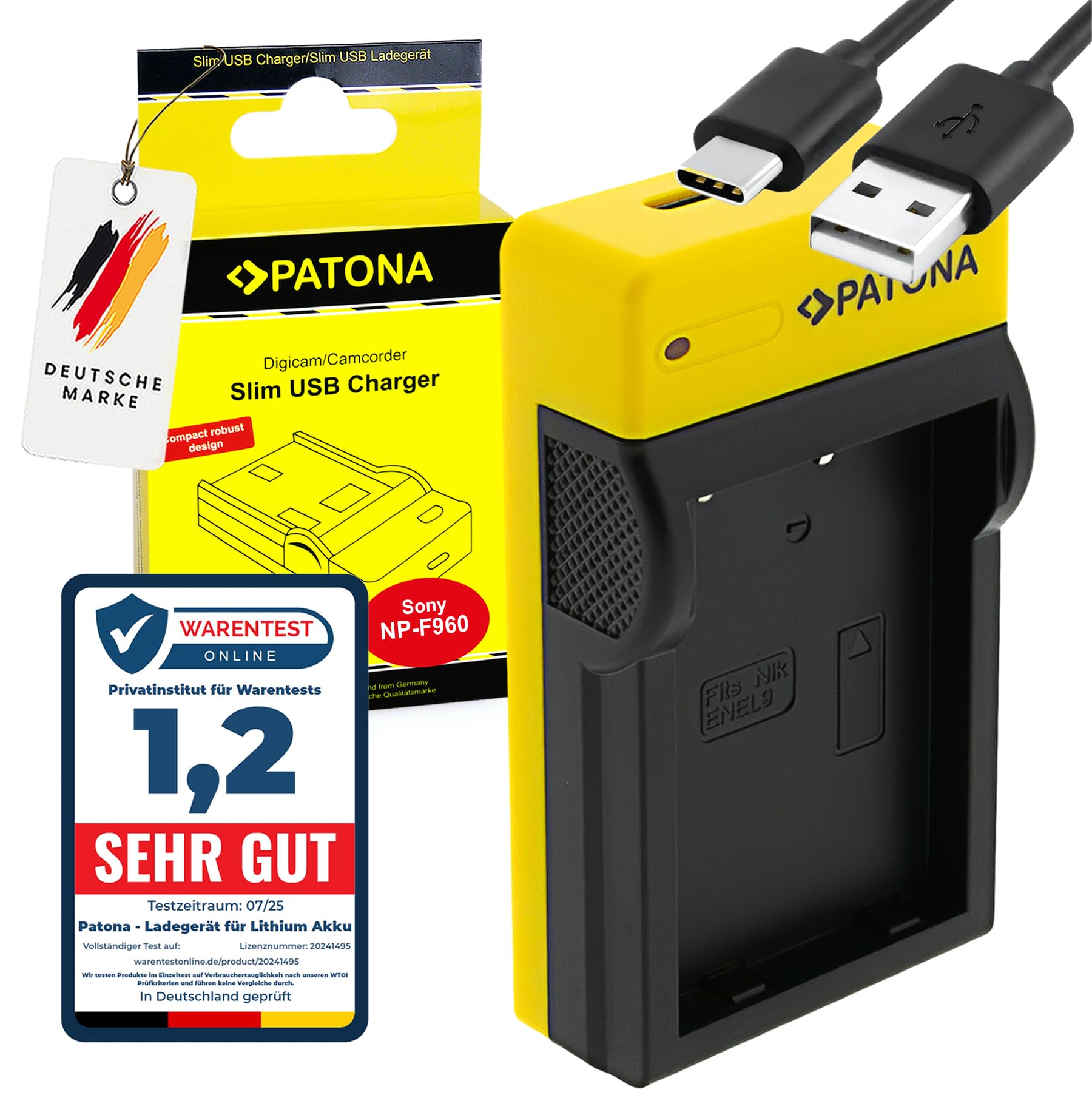 PATONA Chargeur Double pour EN-EL3E Batterie Compatible avec Nikon D700, D300, D200, D100 PATONA Chargeur Double pour EN-EL3E Batterie Compatible avec Nikon D700, D300, D200, D100