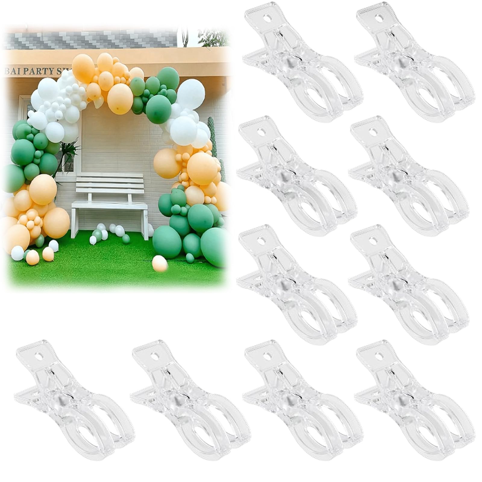 10 Pcs Balloon Arch Clips, Balloon Clips for Arch, Transparent Design,Suitable for Wedding Birthday Photography Decor, DIY Backdrop Stand