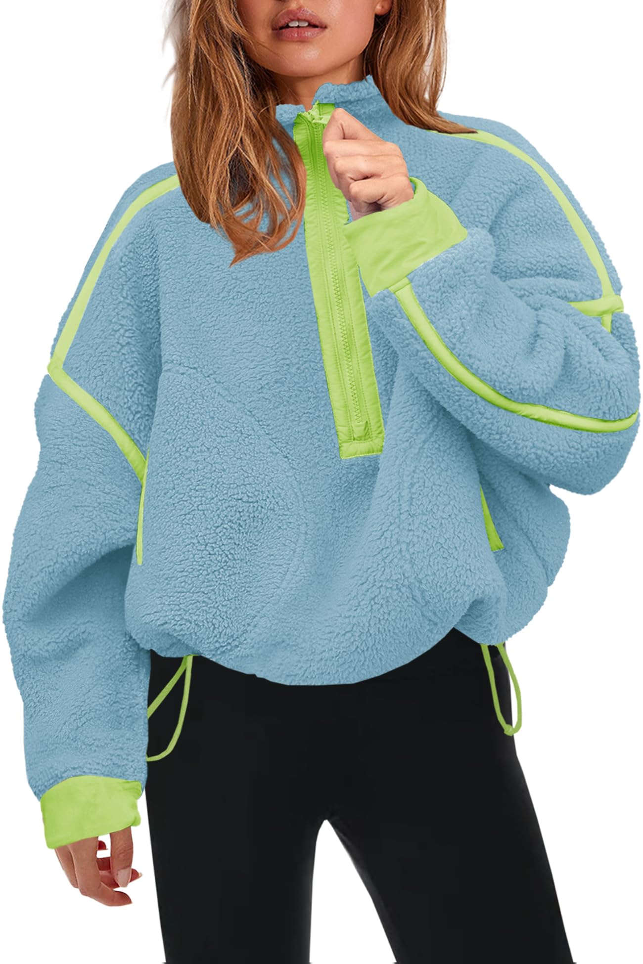 Panadila Womens Half Zip Fleece Pullover Sherpa Jacket