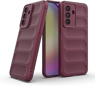 جراب حماية سيليكون وبولي يوريثين مقاوم للحرارة، متين ومرن وناعم لامتصاص الصدمات مع حماية للكاميرا لموبايل سامسونج جالاكسي A36/ A56 شبكة الجيل الرابع 4G/شبكة الجيل الخامس 5G من دلع موبايلك (أحمر غامق)