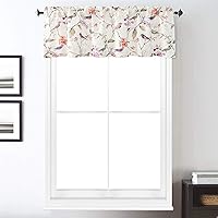 Vista 146 de VOGOL Cenefas con patrón de pájaros para ventanas de cocina, cenefa texturizada de lino con estampado floral y pájaros para ventanas pequeñas