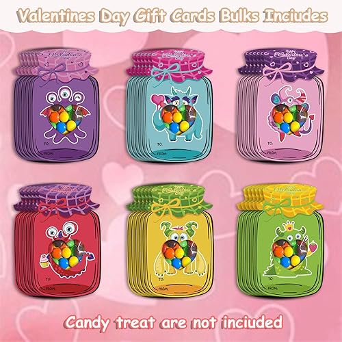 Miniatura 4 de BLOCE Tarjetas de San Valentín de monstruo para niños, 36 tarjetas con soporte para dulces de monstruo de San Valentín, divertidas tarjetas de