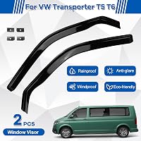 ZWPARTS Szélterelő Készlet VW T5 T6 Modellekhez - 2db Fekete Öntapadós Ablak Légterelő, Eső és Szélvédő, Klipsszel Rögzíthető Oldalsó Ablako 3