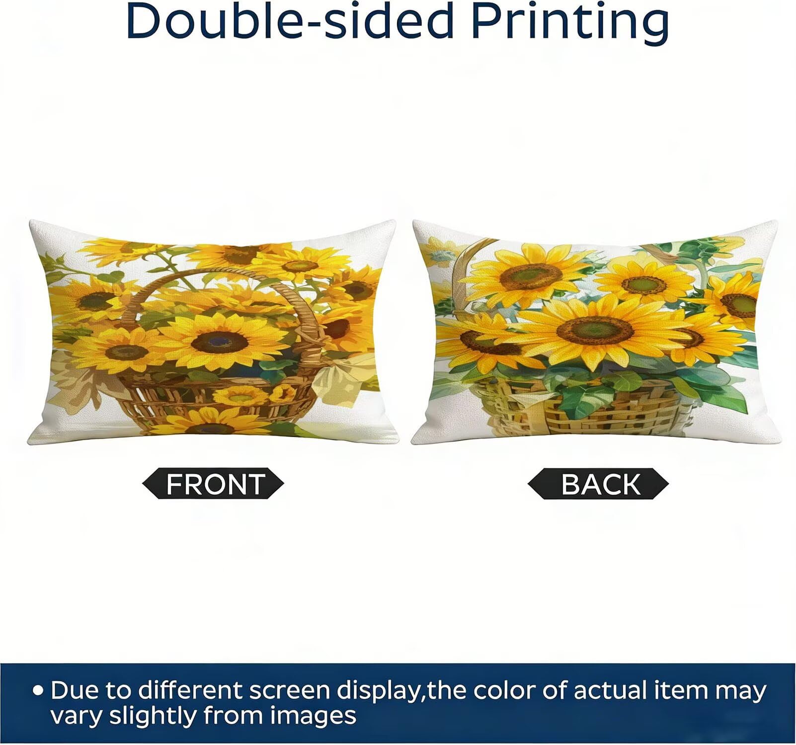 Générique Housse Coussin Exterieur Impermeable 30x50cm Jaune Décoratif Taie d'oreiller Decoration Tournesol Housse de Coussin Exterieur Impermeable pour Salon de Jardin Lot 2. T-3083